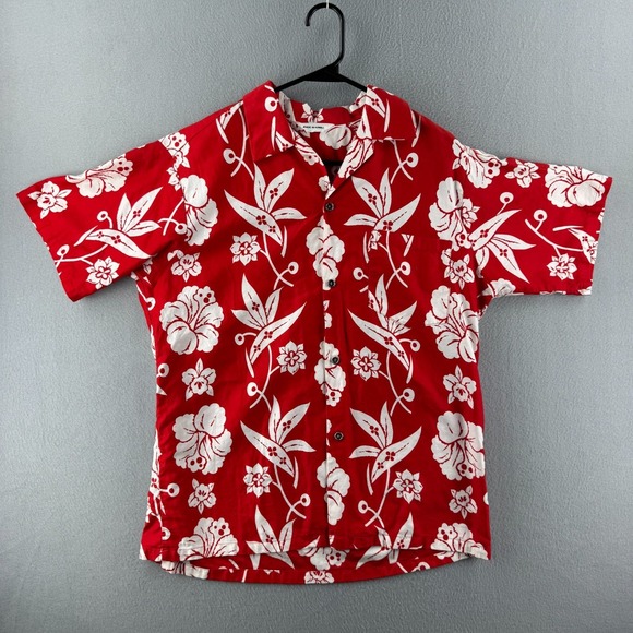 Hawaiian Island Creations Other - Vintage 60s Hawaiian Shirt Mens Medium 22x29 Red Cotton Aloha Floral